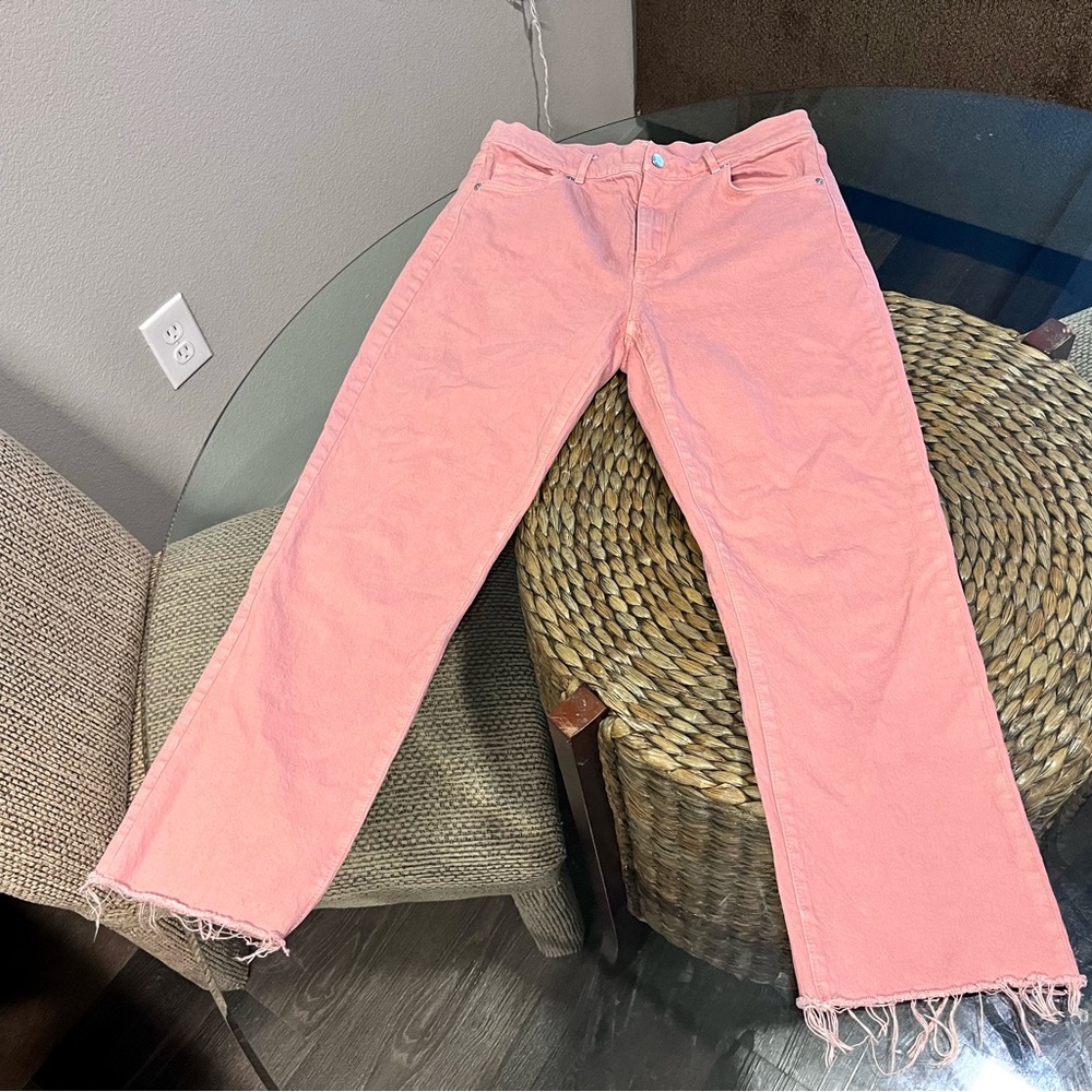 Loft Pink High Waist Straight Crop Pants